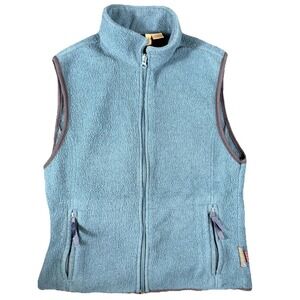 Woolrich Vest Womens Small Blue Malden Mills Polar Fleece Full Zip Pockets Warm